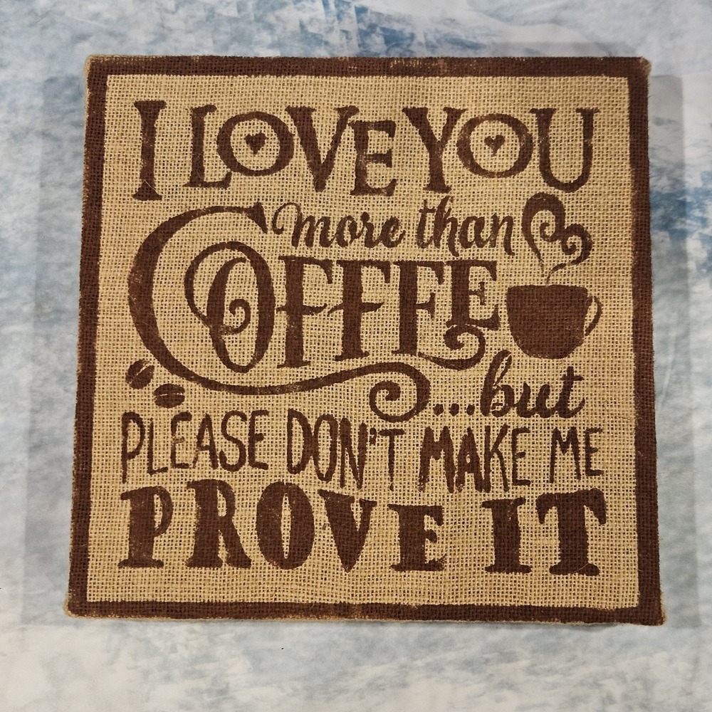Handmade Coffee Quote Wall Decor Cross Stitch Framed Sign Farmhouse‎ Kitchen